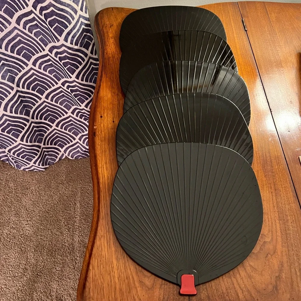 Black lacquerware sushi serving platter plate The Haldon Group from Japan set 5